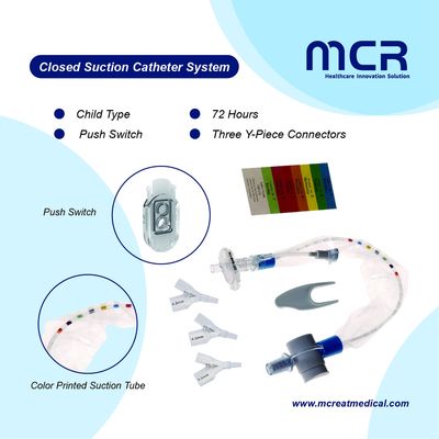 Harga yang bagus Push Switch And Luer Lock Closed Suction Catheter 72H Untuk Anak on line